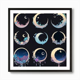 Moon And Stars 2 Art Print