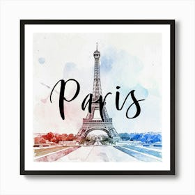 Paris Watercolor Painting, Eiffel Tower Art Print