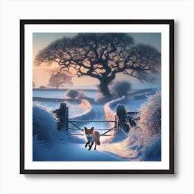 Fox In The Snow 4 Art Print