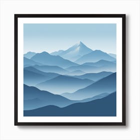 Misty mountains background in blue tone 58 Art Print