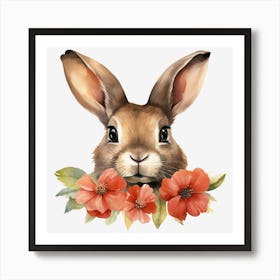 Bunny With Flowers 3 Art Print