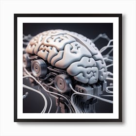 Brain With Wires Art Print