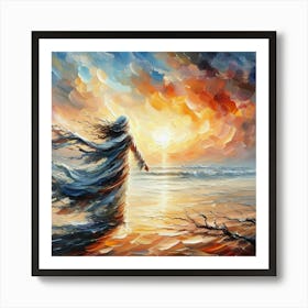 Woman At The Beach Art Print