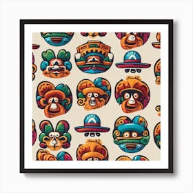 Aztec Masks Art Print