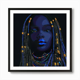 African Woman With Blue Hair Art Print