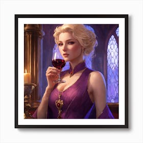 Middle Aged Old Countess Blonde Medieval In A Room(3) Art Print