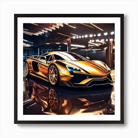 Golden Lamborghini 25 Art Print