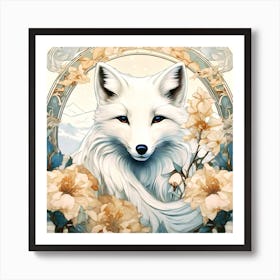 Fox And Flowers Art Print