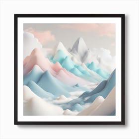Firefly An Illustration Of A Beautiful Majestic Cinematic Tranquil Mountain Landscape In Neutral Col (61) Art Print
