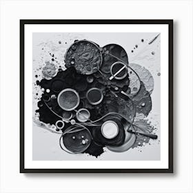 'Black And White Ink Paint Art Print