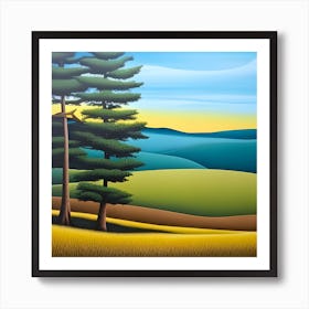 Landscape With Pine Trees Art Print