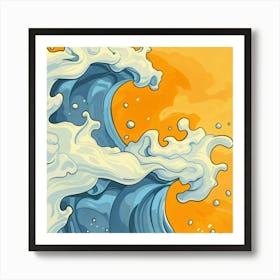 Wave Breaking Asian Style Art Print