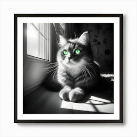 Green Eyes Cat 1 Art Print