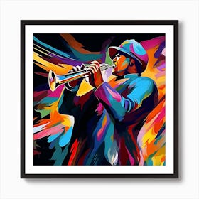 Jazz Musician Playing Trumpet 3 Art Print