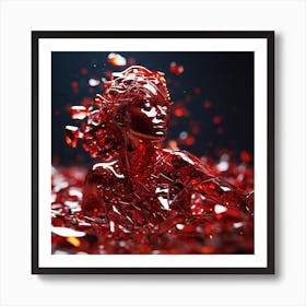 Red Woman In A Glass Art Print