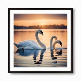 Swans On The Lake Poster