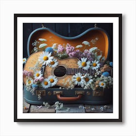 Flowers in a guitar case Art Print