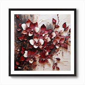 Pattern with Burgundy Orchid flowers 1 Art Print