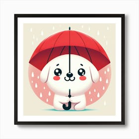 Cute Dog With Umbrella 2 Art Print