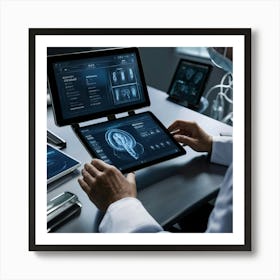 Doctor Using A Tablet Computer Art Print