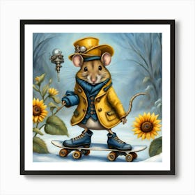 Mouse On A Skateboard Poster