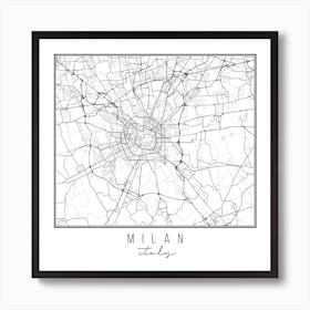 Milan Italy Street Map Art Print