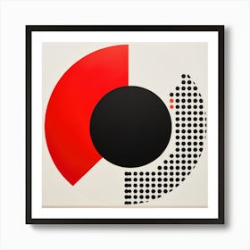 Abstract Geometrý - Red And Black Circle Art Print