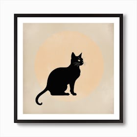 Silhouette Of A Black Cat Art Print