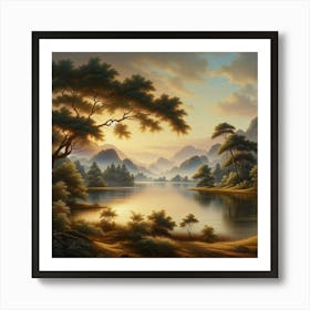 Sunset By The Lake Art Print