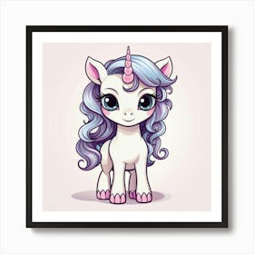 Cute Cartoon Unicorn 2 Art Print