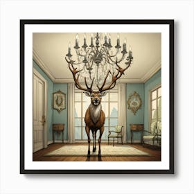 Deer In A Room 13 Art Print