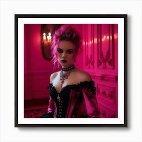 Sexy Girl In Pink Corset Art Print