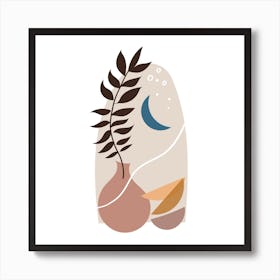 Moon And Leaves In A Vase Art Print