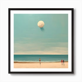 Beach Moon Landscape Oil Painting Art Print