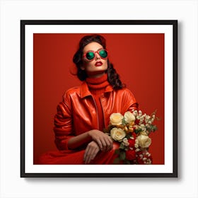 Portrait Of A Woman In Red Art Print