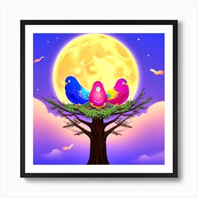 Colorful Birds On A Tree 3 Art Print