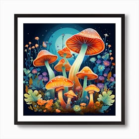 Mushrooms In The Forest 104 Art Print