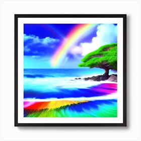 Rainbow Over The Ocean Art Print