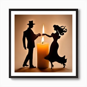 Couple Dancing With Candle Art Print