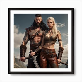 Viking Couple Art Print