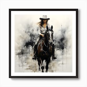 Cowgirl On Horseback Art Print