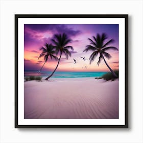 Pink and Turquoise Beach Art Print