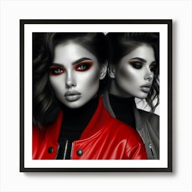 Black And Red Makeup Art Print