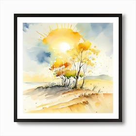 Watercolor Of Trees Art Print