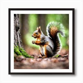 Squirrel In Forest (7) Art Print