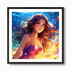 Anime Girl In The Water Art Print