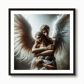 Angels hugging Art Print