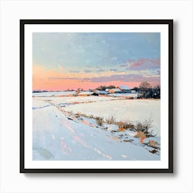 Farm In The Snow 3 Art Print