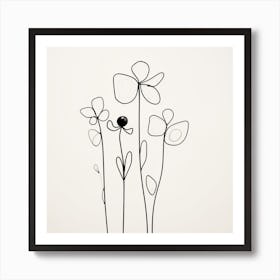 Flowers In Black And White Art Print