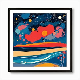 Night Sky At The Beach Art Print